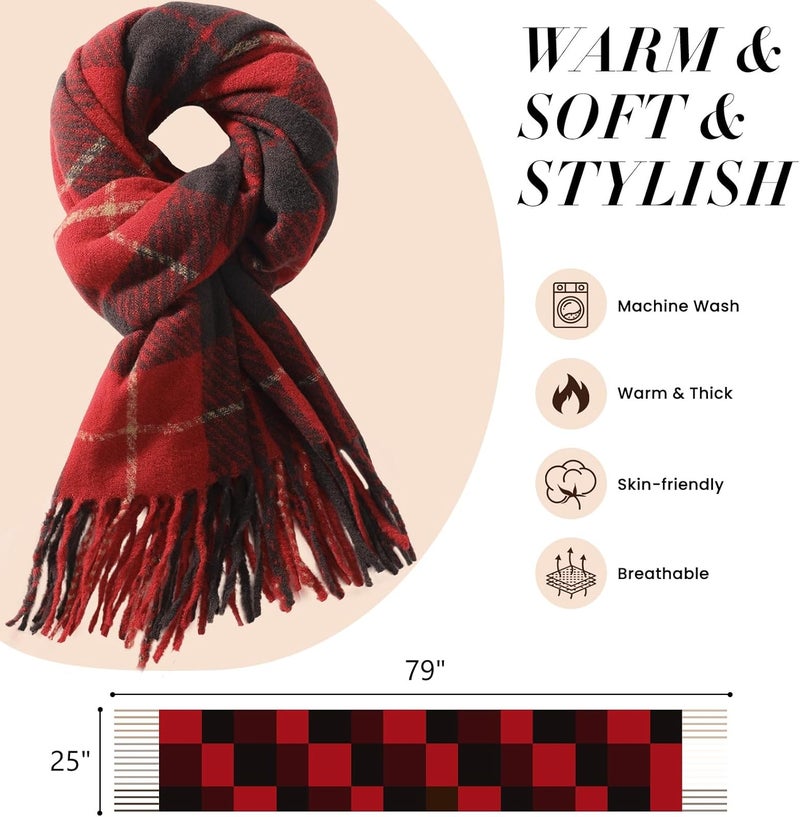 Pleneal Scarf for Women, Womens Winter/Fall Scarf,Long Plaid Shawls and Wraps, Cashmere Feel Blanket Pashmina Scarves - Image 3